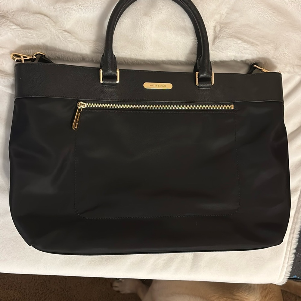 Michael Kors Black Tote Bag with Gold Accents